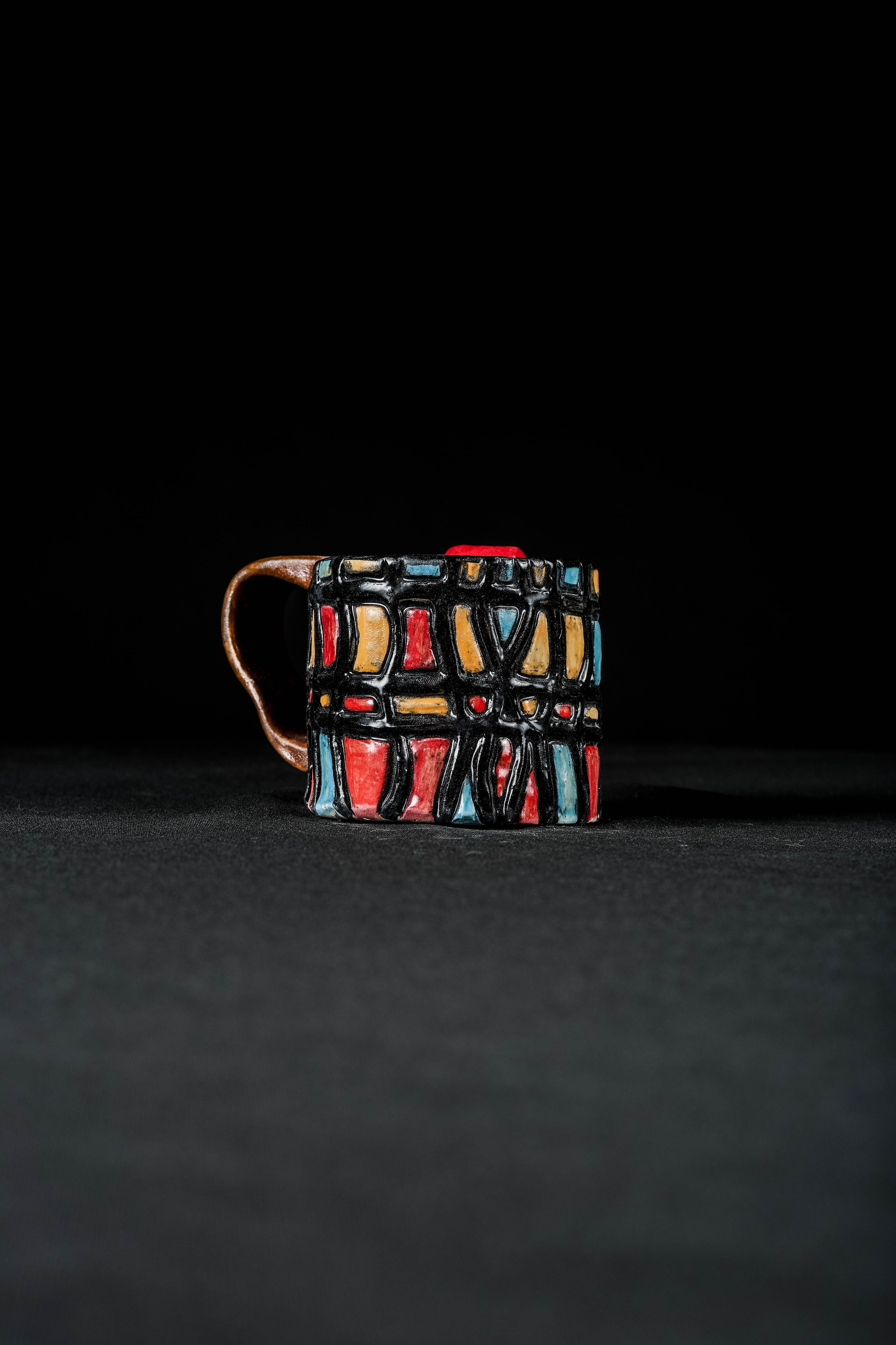 Stained Glass Mug - 1/1 Hand Sculpted Ceramic Mug